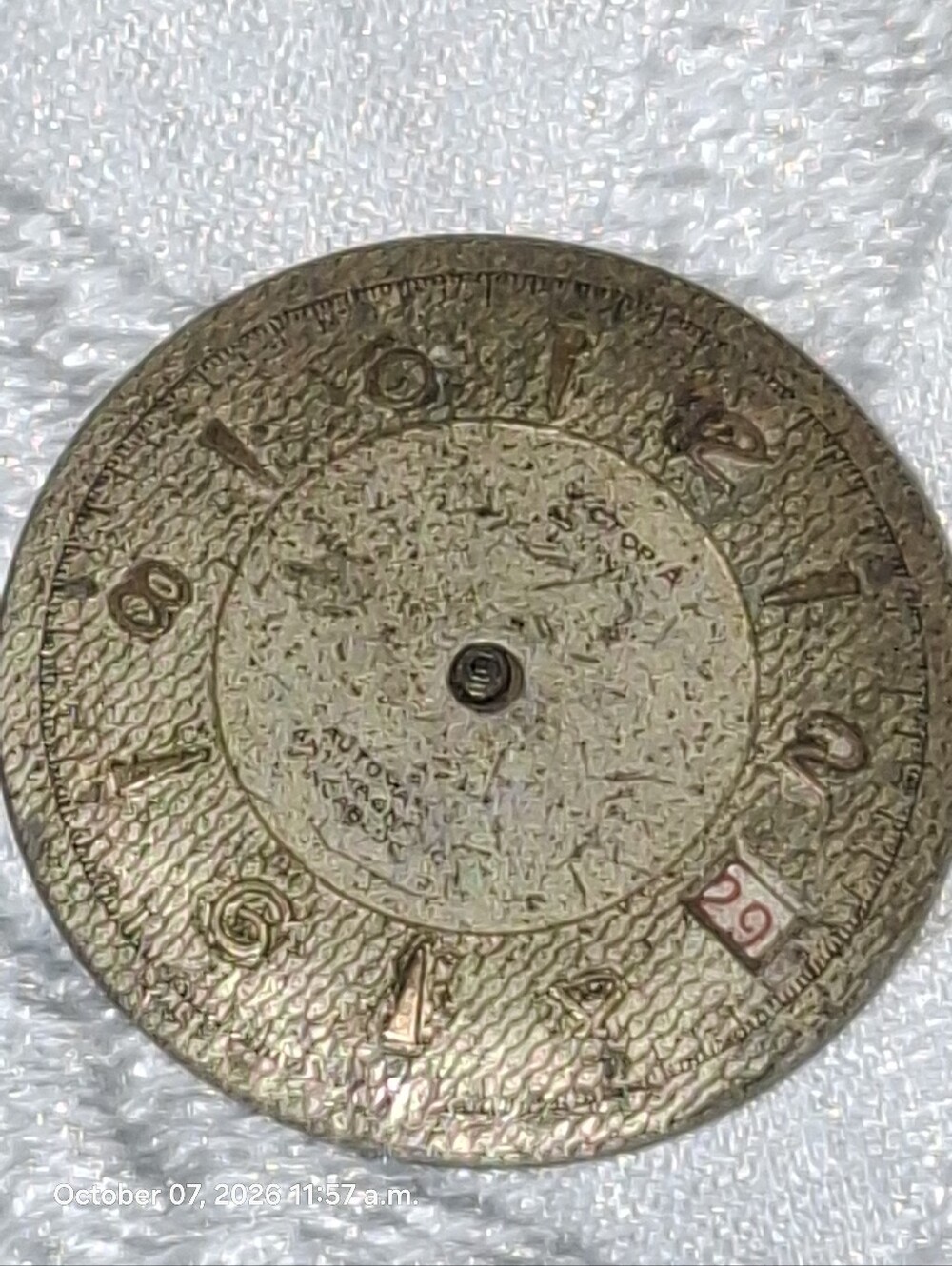 Vintage Victoria Automatic Incabloc Watch Dial & Mechanical Movement - For Parts